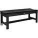 A black backless bench with a faux wood top.