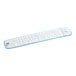 A white and blue Lavex microfiber mop pad with hook and loop backing.