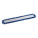 A white and blue mop pad with white fringe.