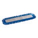 A Lavex blue microfiber mop pad with hook and loop fasteners.