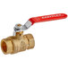 A 3/4" FIP brass gas valve with a red handle.