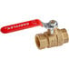 A 3/4" FIP brass gas valve with a red handle.