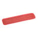 A red rectangular Lavex microfiber mop pad with hook and loop on a white background.