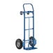 A blue Lavex 2-in-1 convertible hand truck with black wheels.