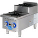 A Globe stainless steel gas countertop range with 2 burners.