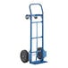 A blue Lavex 2-in-1 convertible hand truck with black wheels.