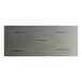 A rectangular slate gray solid wood live edge bar height table.