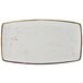 A white rectangular TuxTrendz china plate with gold specks.