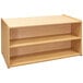a wooden shelf with a white background