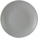 A gray Tuxton china plate with a white background.