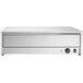 An Avantco stainless steel rectangular moist heat bun warmer with a door on a counter.