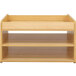 a wooden shelf with a white background