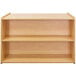 a wooden shelf with three shelves