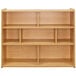 A Tot Mate maple laminate school age compartment storage unit with shelves.
