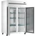 An Avantco stainless steel reach-in refrigerator with solid doors.