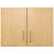 A pair of Tot Mate maple laminate wall cabinets with doors and handles.