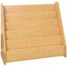 A maple laminate book stand with five shelves.