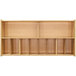 A natural birch plywood wall storage shelf with four compartments.