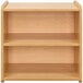 a wooden shelf with shelves