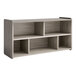 A Tot Mate Shadow Elm laminate toddler compartment storage with shelves.