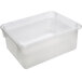 A translucent plastic container with a lid.