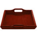 A mahogany hardwood room service tray with handles.