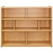 A wooden Tot Mate school age compartment storage with shelves.