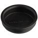 A black round plastic plug with text on it for American Metalcraft hammered salt and pepper shakers.