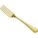 A Bon Chef stainless steel dinner fork with a matte gold handle.