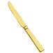 A Bon Chef stainless steel dinner knife with a gold handle.