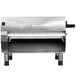 A silver and black Proluxe countertop dough sheeter with a handle.