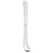 A silver Vollrath Queen Anne butter knife with a black handle.