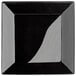 A glossy black square stoneware plate with a black rim.