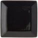 A black square Acopa stoneware plate with a black rim.