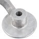 A close-up of a Hobart aluminum dough hook with a hole in it.