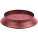 A red round polypropylene deli server with a circular rim.