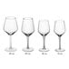 A row of Acopa Silhouette wine glasses in different sizes.