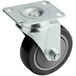 A Lavex swivel plate caster with a black and metal wheel.