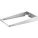 A silver stainless steel triangle-shaped display adapter.