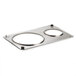 A stainless steel Vigor steam table adapter plate with two round holes.