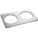 A silver Vigor stainless steel plate with two circles.