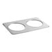 A silver Vigor steam table adapter plate with 2 holes.