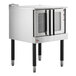 A stainless steel Cooking Performance Group liquid propane convection oven with legs.