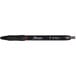 A Sharpie S-Gel black pen with a red tip and black ink in a black barrel.