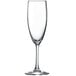 An Arcoroc clear wine flute with a stem.
