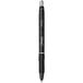 The black Sharpie S-Gel retractable pen with black lines on the barrel.