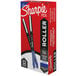 A blue box of 12 Sharpie roller ball pens.