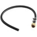 A black hose with a gold nut.