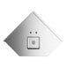 A silver square object with a hole in it.
