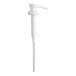 A white universal syrup pump dispenser with a long dip tube.